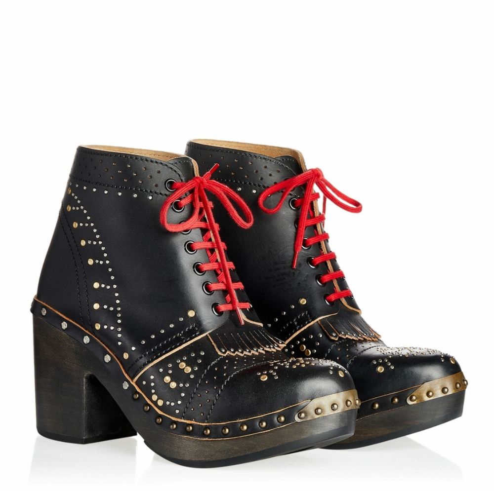 Burberry Antrim Black Studded Leather Clog Ankle Boots 6 36 NIB